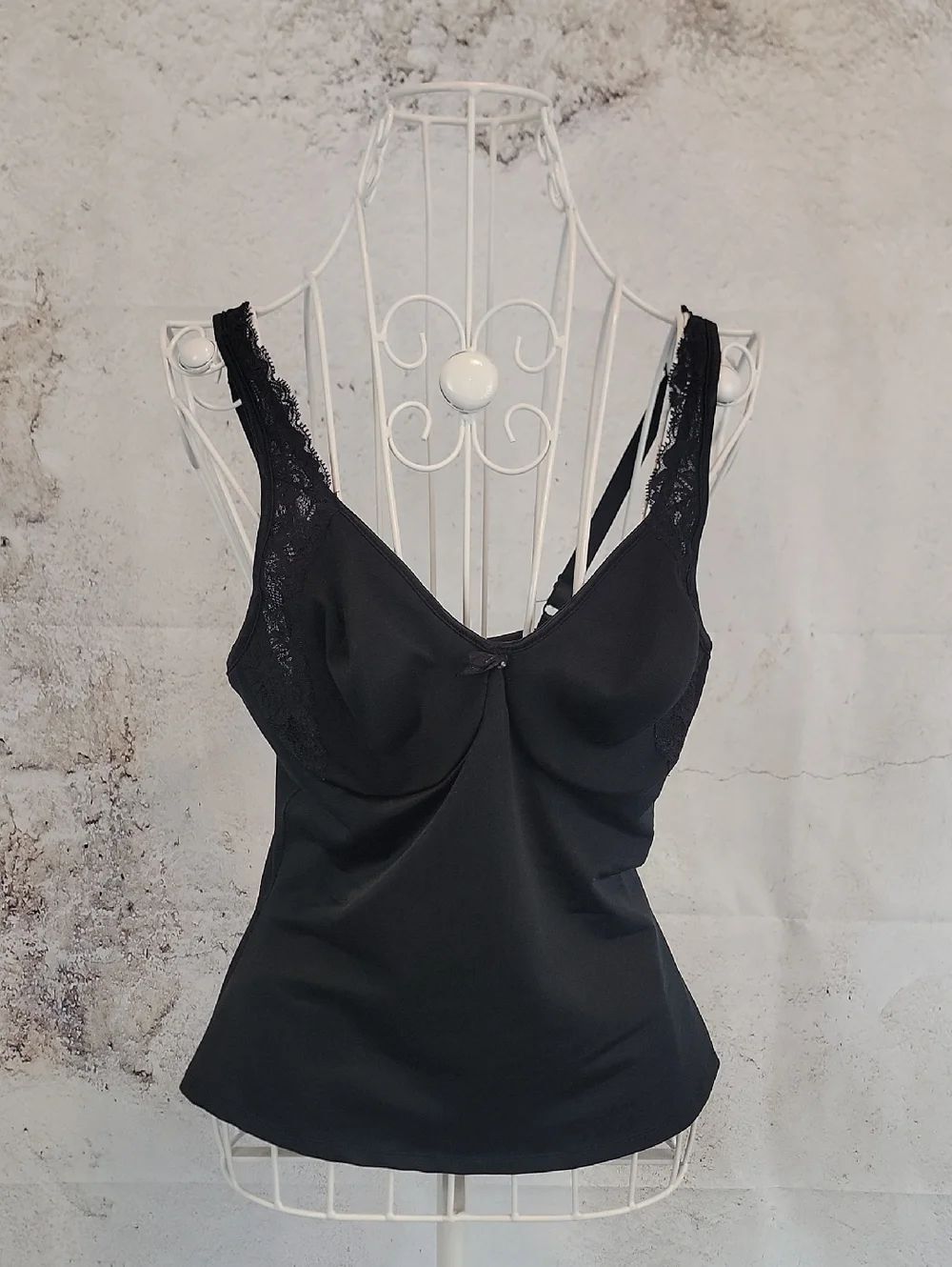 Black Lace-Trim Body Shaper Camisole Tank Top - Women Intimates Size 34C